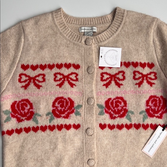 cupcakes & cashmere Beige Cardigan with Bows and Roses - Picture 4 of 12